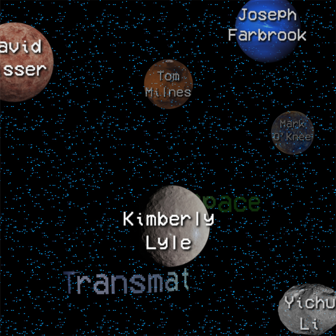 Showing titled Time. Space. Transmat